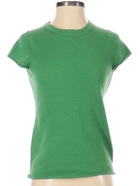 J. Crew Bright Green Short-Sleeve 100% Cashmere Sweater Crewneck Tee
